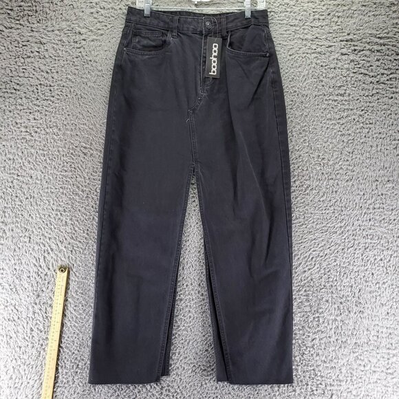 Boohoo Skirt Womens 12 Black Split Front & Back Denim Maxi Skirt *NWT* - Picture 1 of 11